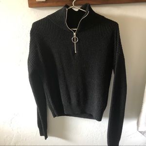 Black Zip Neck Sweater